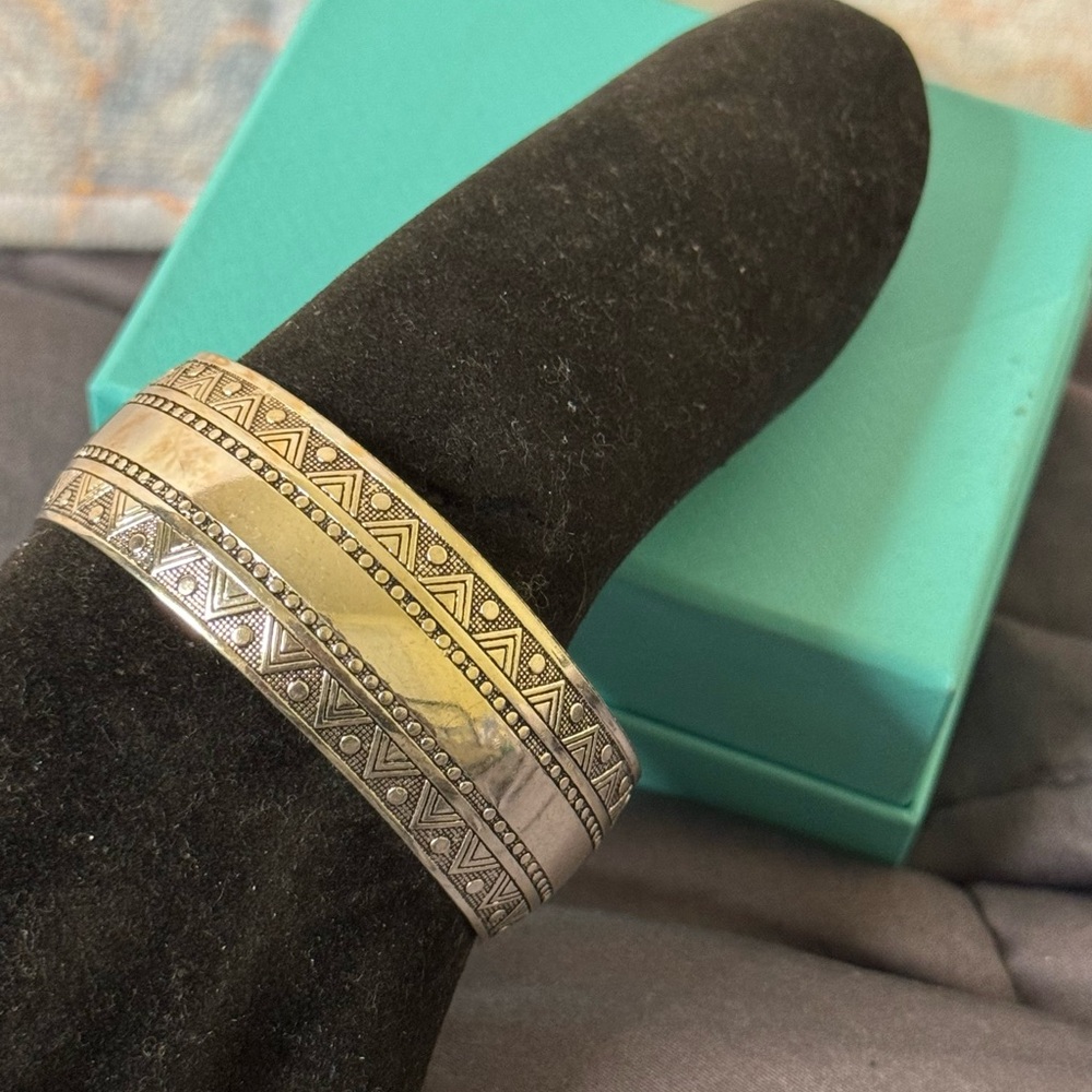 Silver Scroll Cuff Bangle Bracelet - image 3